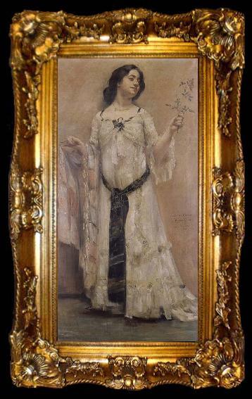framed  Lovis Corinth Portrat Charlotte Berend in the woman dress, ta009-2